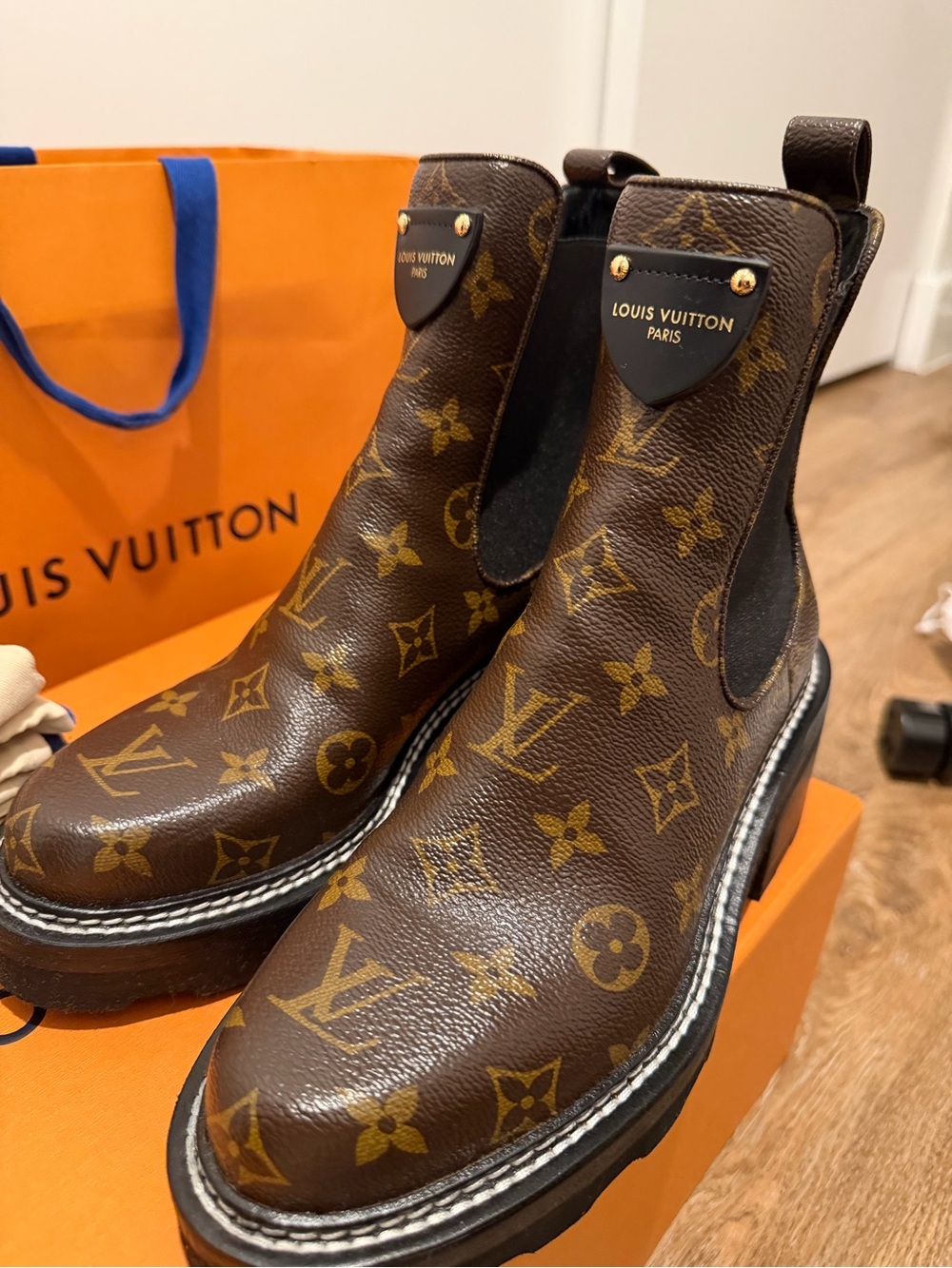 Louis Vuitton Brown Monogram Chelsea Boots